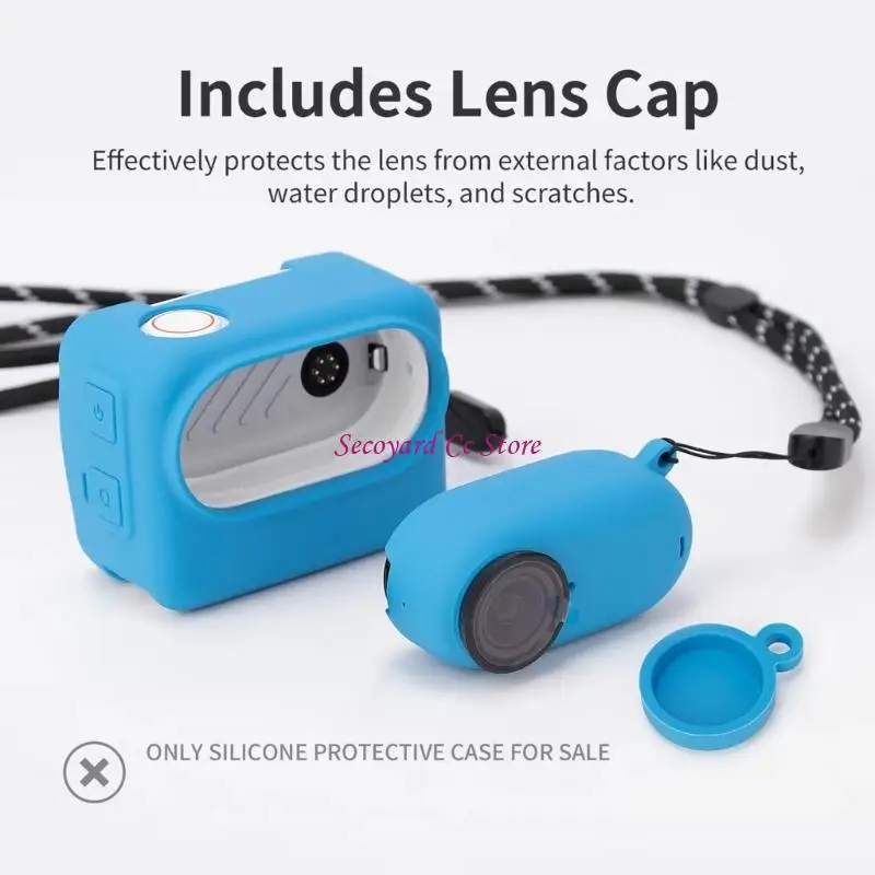 N3UC Flexible Reusable Camera Case With Lens Protector Security Lanyard For 360 GO3