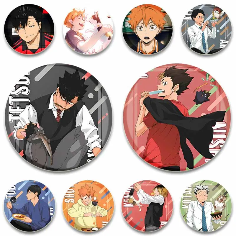 

Sports Animation Haikyuu Enamel Pins Cartoon Character Role Round Brooch on Bag Clothes Accessories Badge Jewelry Kids Toys Gift