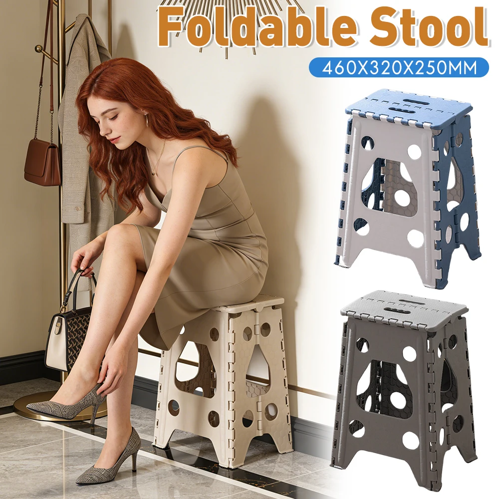 

18 Inch Collapsible Step Stool Non Slip 400 LBS Heavy Duty Foldable Plastic Stools for Kitchen Dining Room Adults Kids Household