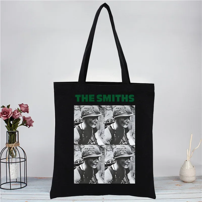 The Smiths The Queen Is Dead Shopping Canvas Bag Female Girl Tote Eco Harajuku Morrissey 1980\'s Rock Shopper Shoulder Bags