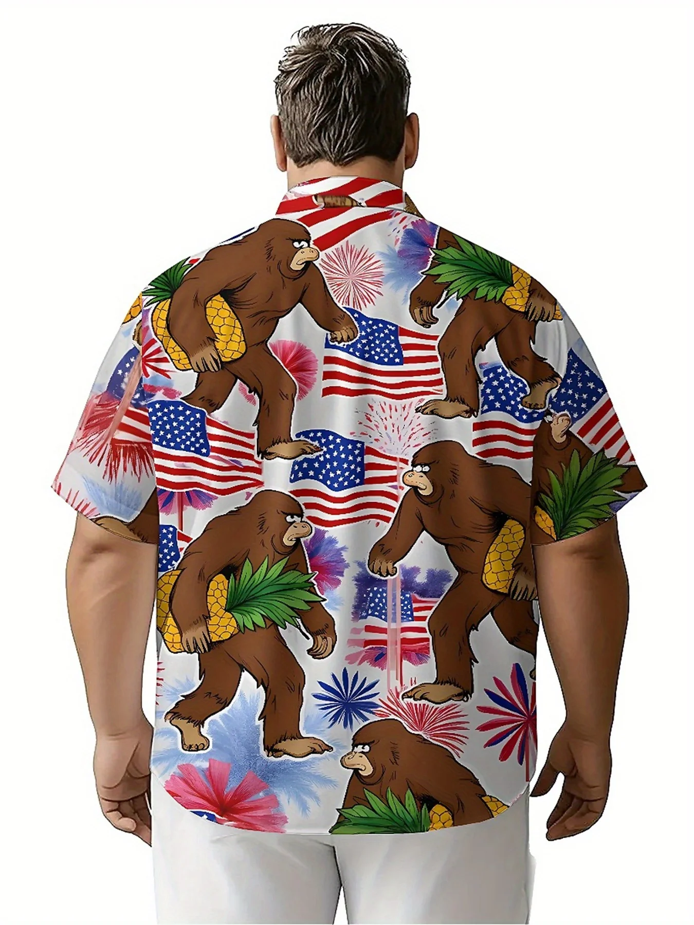 Men's Plus Size Hawaiian Shirts Celebrating The Independence Day with The American Flag pattern, Aloha Shirts,summer Clothes