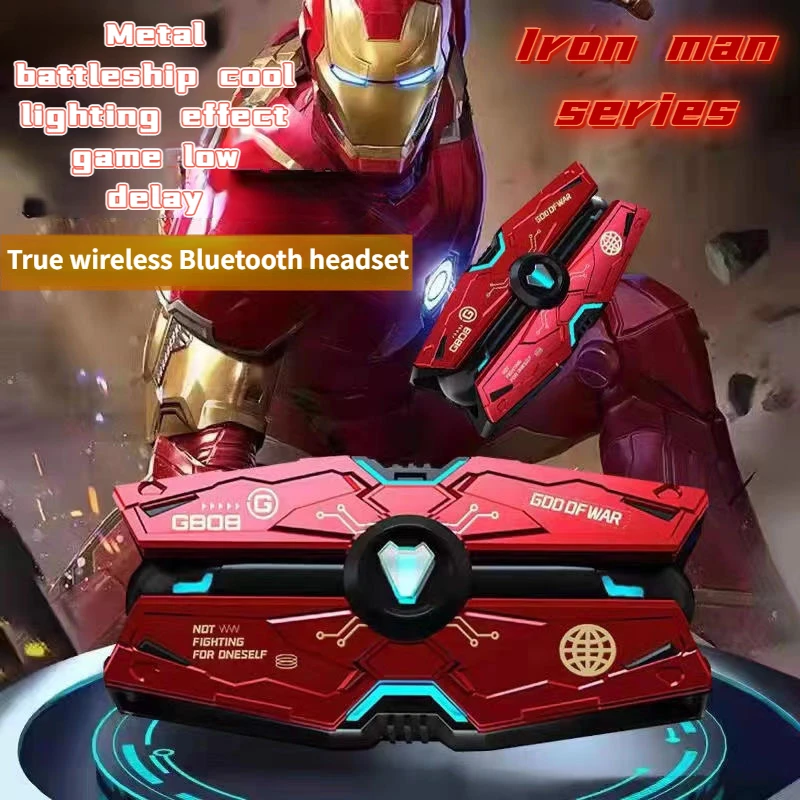 Marvel Comics The Avengers Iron Man Headset True Wireless Bluetooth Headset Battleship E-sports Blue Light High Battery Life