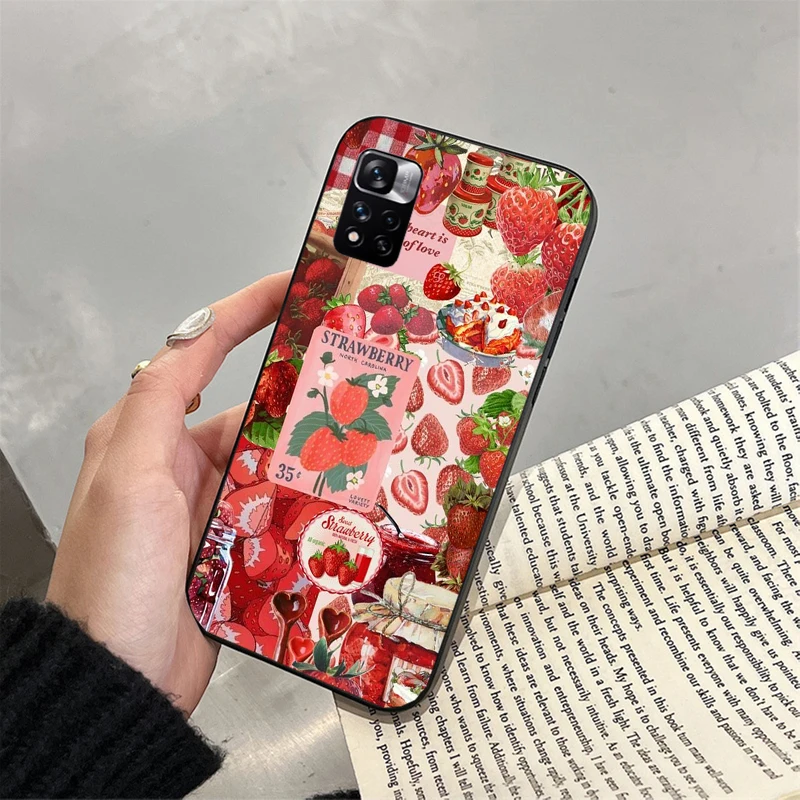 

Kawaii Strawberry Phone Case For Xiaomi Redmi note 13 12 Pro 11S 11 10 Pro 10S 12S Redmi 10 13C 9C