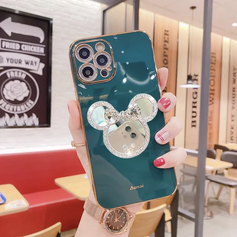 حافظة هاتف ديزني ميني ماوس ميرور لهاتف آيفون ، فاشن أنيمي كارتوني ، لطيف ، للنساء ، 14 ، 11 ، 13 ، 12 برو ماكس ، XR ، XS ، 7 ، 8 Plus ، SE