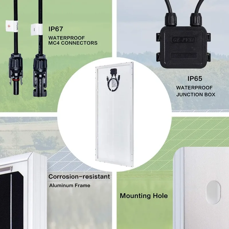 طقم اللوحة الشمسية 100 وات 12 فولت نظام أحادي البلورية خارج الشبكة للمنازل قارب RV + 30A 12 فولت/24 فولت جهاز التحكم بالشحن بالطاقة الشمسية