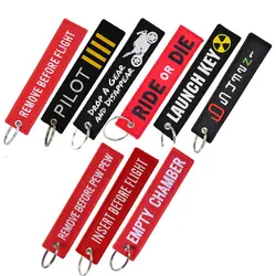 REMOVE BEFORE FLIGHT Keychain Pilot Key Chain for Motorcycles and Cars Backpack Key Tag New Embroidery Key Fobs