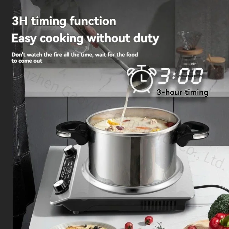 موقد حثي مقعر عالي الطاقة مع تحكم في طاقة بخمس مراحل لطهي ووك 220 فولت 3500 وات/5000 وات