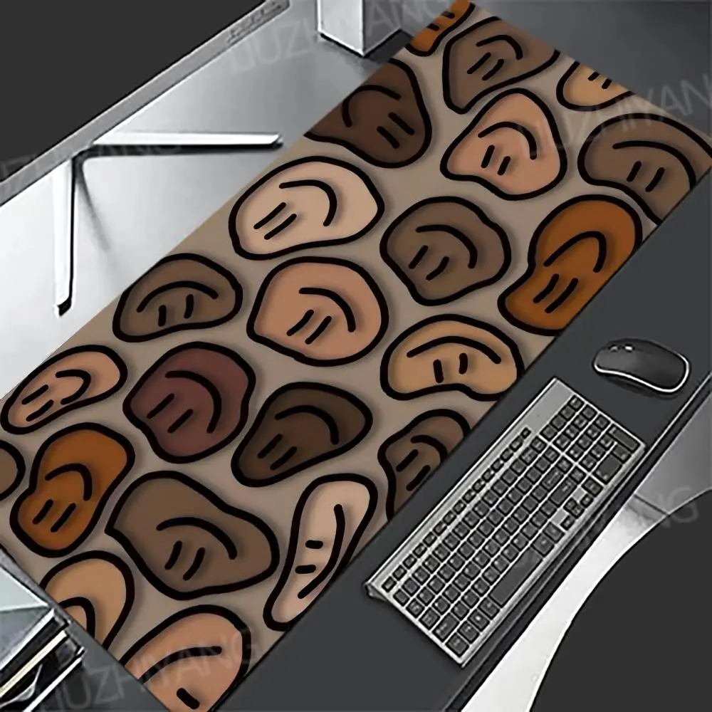 

Коврик для мыши с милыми смайликами, большие коврики для офисного игрового стола, резиновый нескользящий коврик для клавиатуры XXL, компьютерные аксессуары, длинный настольный коврик