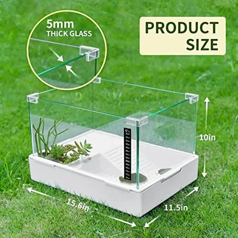 Adjustable Water Pump Filter Tortoise Tank with Full View Glass Material Easy Changing Functionality Aquarium Habitat Kit