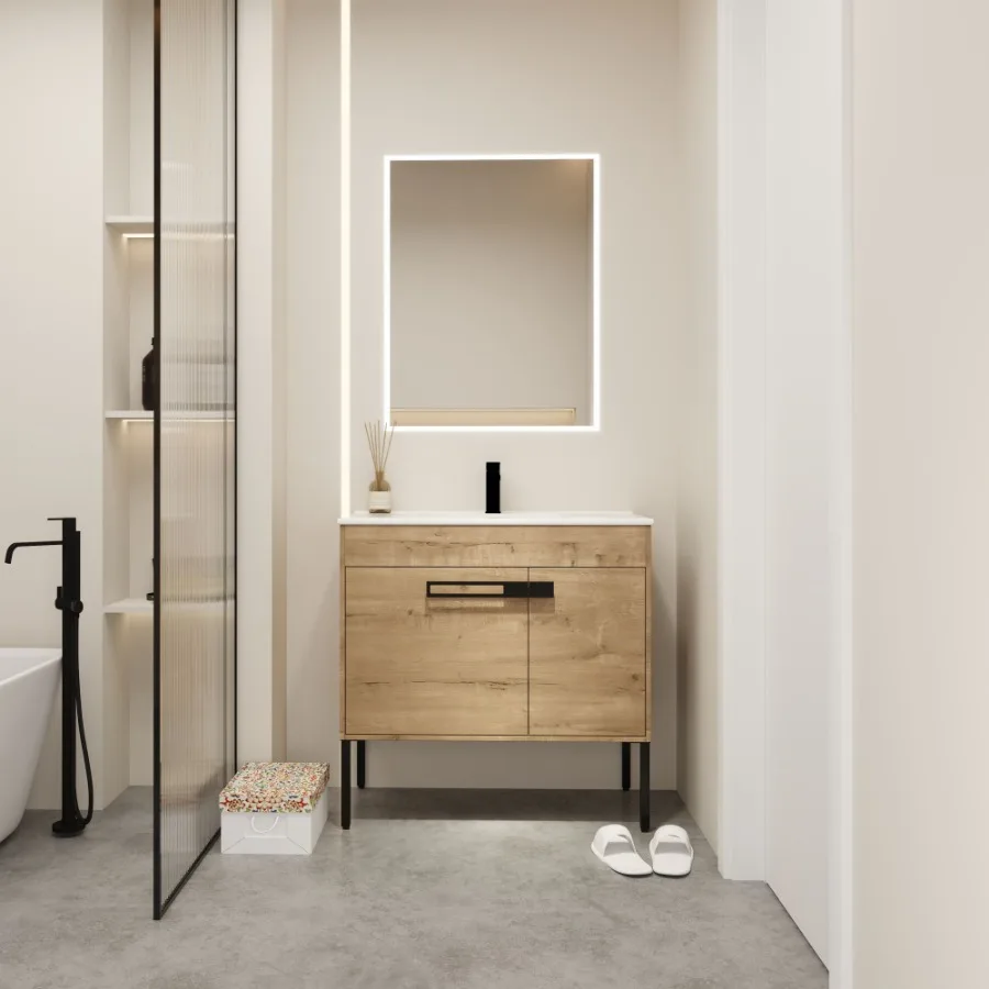 

36 Inch Bathroom Vanity With Sink Freestanding Bathroom Vanity or Floating is Optional Conversion 36*1800336IMO1FBL9090B KDPack