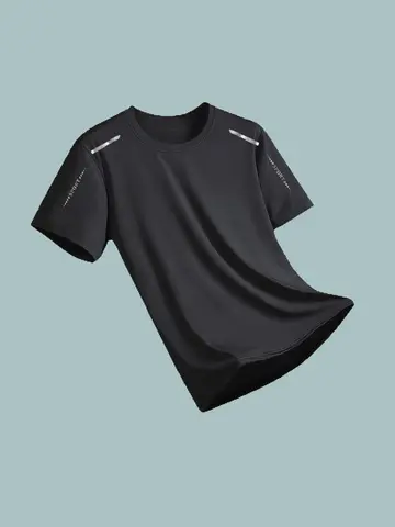 Ice Silk Running Shirts Men Loose Printing Short Sleeve Top Basketball Gym Sportswear For Male Fitness Workout Quick Dry Tee