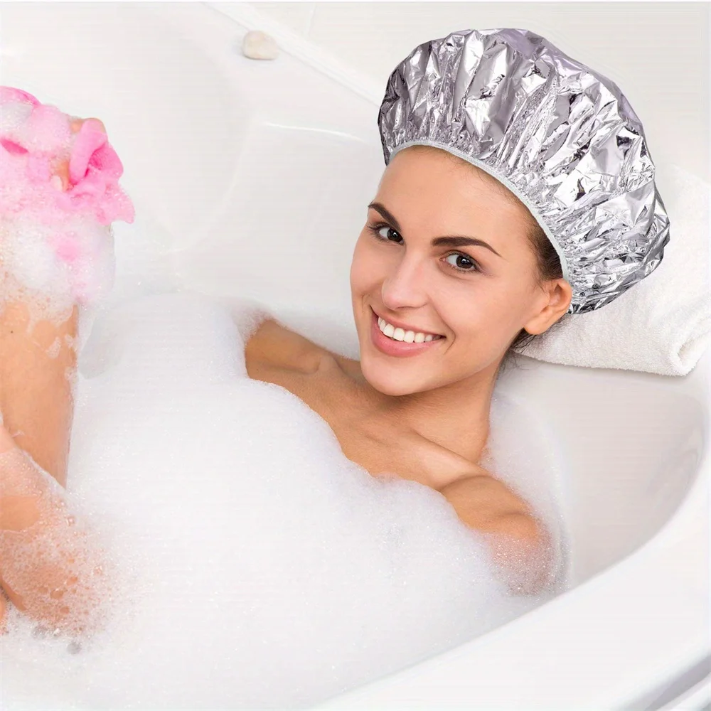 12 pcs/pack Deep Conditioning Caps Aluminum Foil Reusable Hair Processing Caps Hair Coloring Shower Caps for Home Salon Use image 2