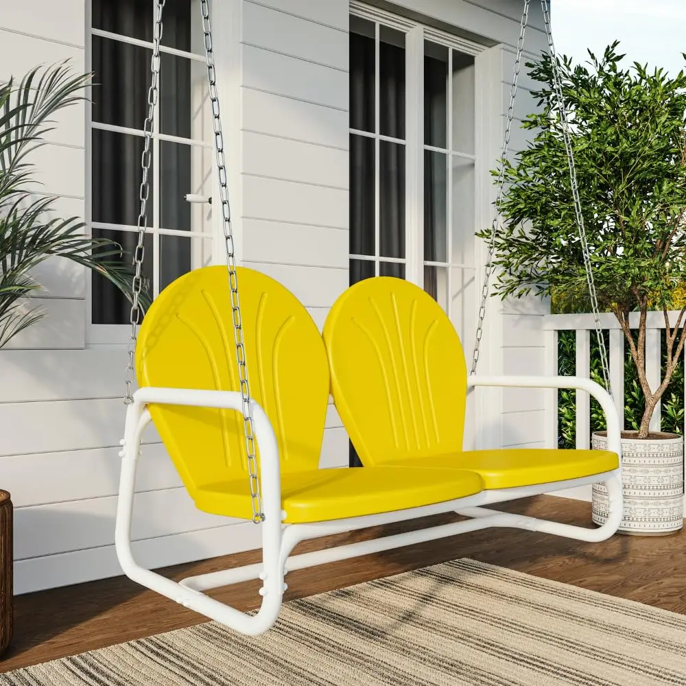 

Metal Porch Swing 3-Seat Outdoor Patio Garden 750lb, Customized