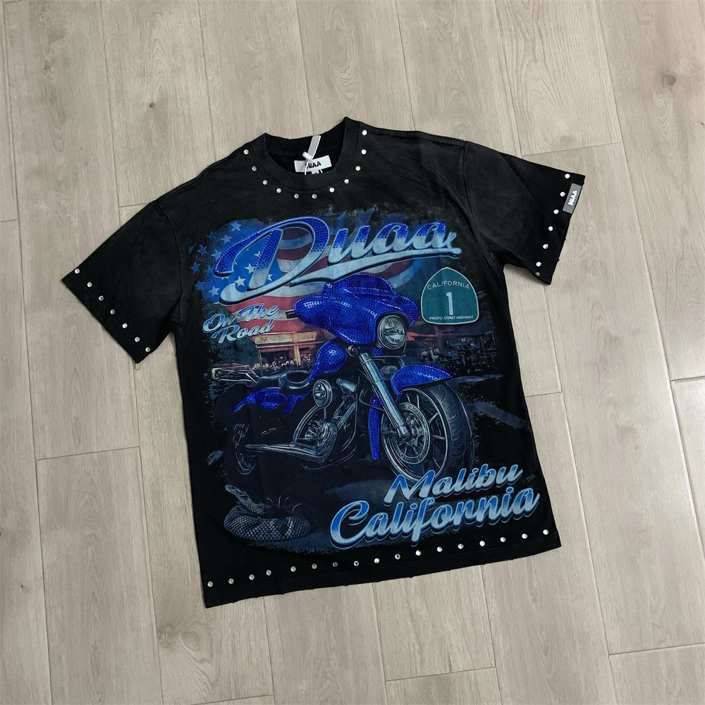

Washed DUAA treetwear Fashion Trendy Ripped Vintage Short Sleeve T-shirt Men Women High Quality T Shirt Tops Tee