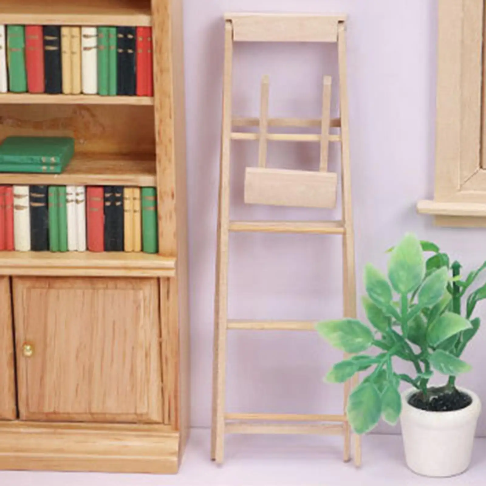 1 12 Wooden Miniature Ladder Doll House Accessories Step Furniture Kids Toy Gift for Fairy Garden Miniatures