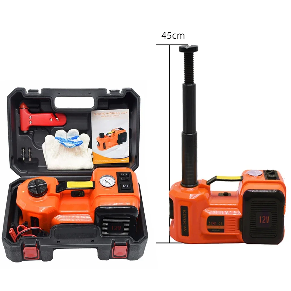 Elektryczny podnośnik hydrauliczny 12V 5Ton z pompą do pompowania opon i latarką LED Podnośniki 3 w 1 z bezpiecznymi młotkami do samochodu