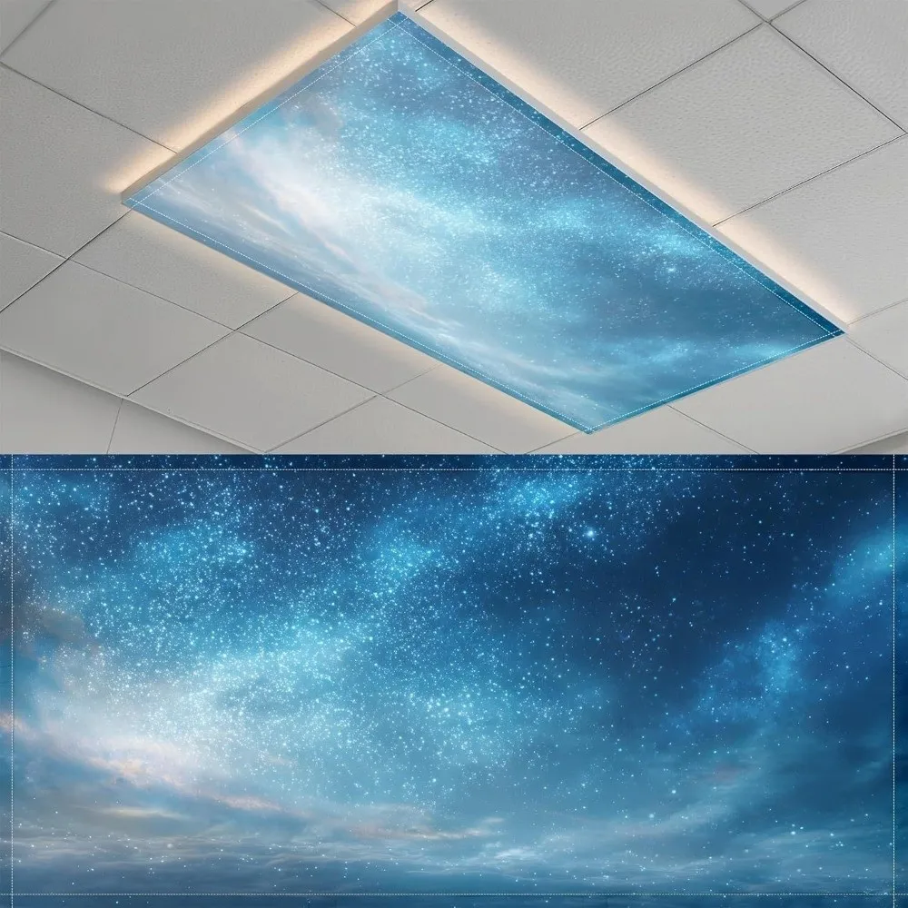 122*61cm Lampshade 14 Styles with 10 Magnetic Buckles Fluorescent Light Covers Sky Anti-glare Magnetic Light Filters Home