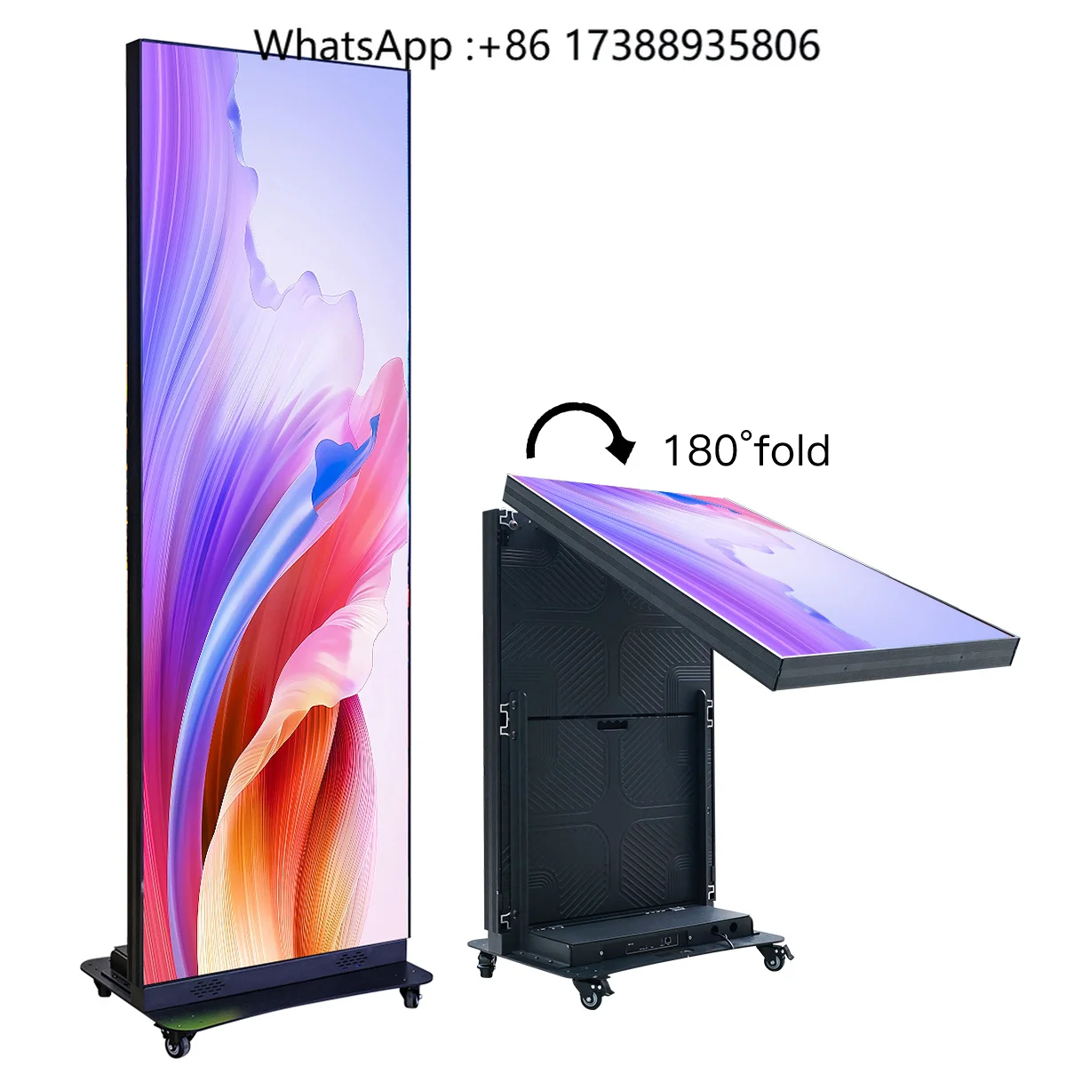 Professional Ultra-thin P2 Indoor Led Advertising Poster Floor Standing Smart Moveable Signage Board for Luxury Boutique Display