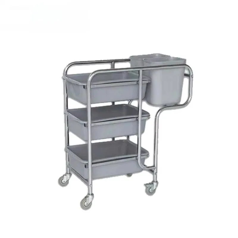 

Trolley Cart Grey Bracket Stainless Steel Hand Carts Trolleys Tableware Dish Dinner Plate Trolley for Hotel Restaurant Kitchen