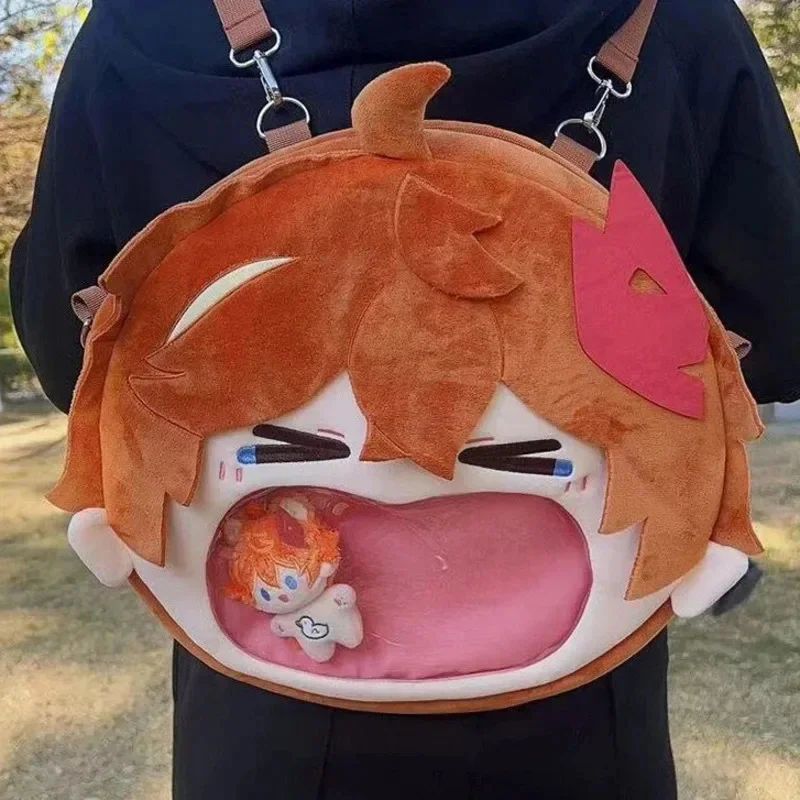 Tartaglia Genshin Impact Itabag Y2K Cartoon Animation Game Peripheral Anime Cotton Plush Doll Backpack Student Messenger Bag