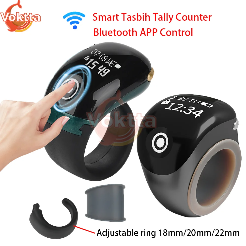 

Smart Tasbih Tally Digital Counter Bluetooth APP Control Monitor Electronic Finger Counter Muslims Tasbeeh Zikr Ring Prayer Time