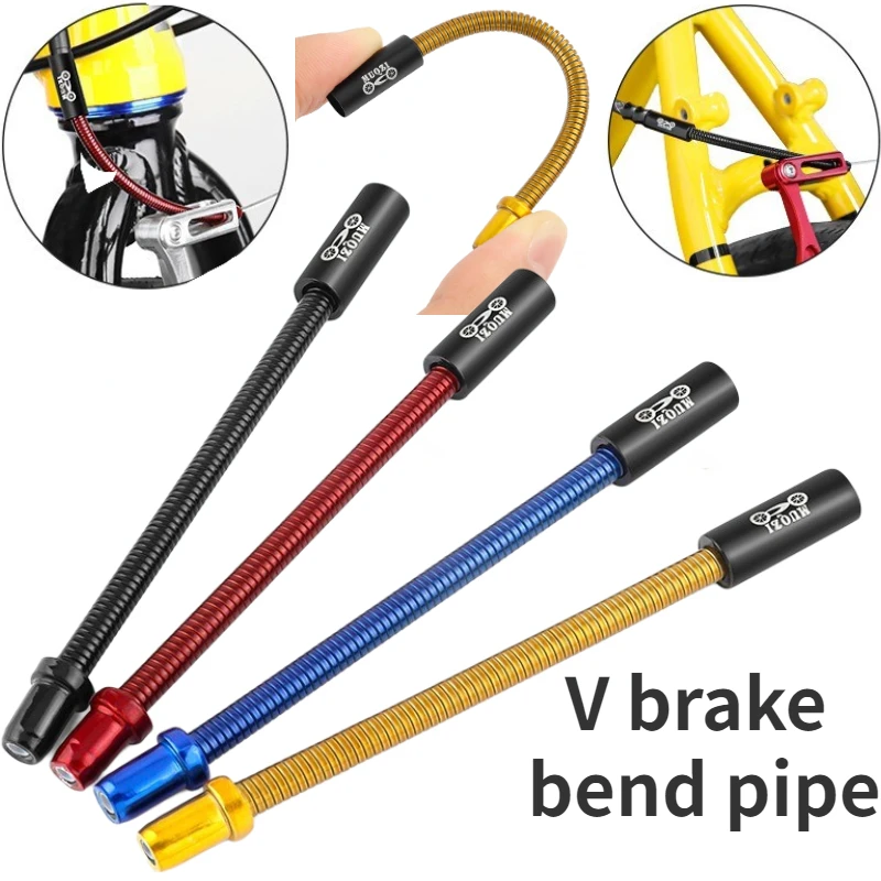 1/2pcs Bicycle V Brake Bend Pipe Stainless Steel Bike Bendable Spring Brake Bend Pipe Universal Cycling V Braking Flexible Wire