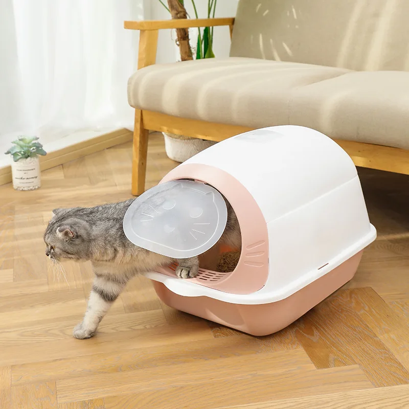 

Fully Enclosed Large Size Cat Litter Basin Odor Proof Cat Toilet with Door Cat Toilet Poop Bedpan Cat Toilet Pet Litter Basin