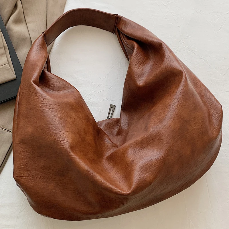 Big Brown Tote Bags for Women Large Hobo Shopper Bag Roomy Handbag Quality Soft Leather Shoulder Bag Ladies Travel Portable Bag