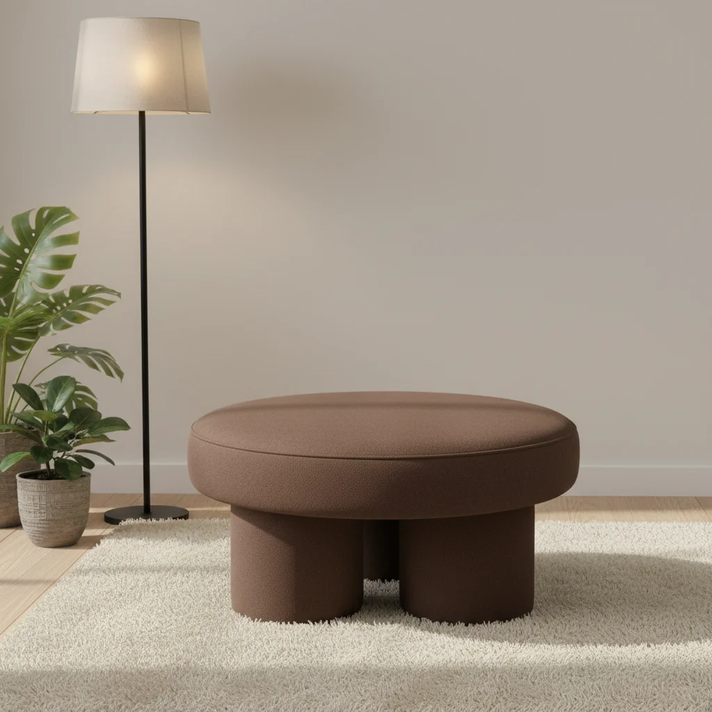 Customized Color Logo Eco-Friendly European Modern Design Handmade Finish Ottoman Pouf Tufted Fabric Plywood Frame Hotel Villa
