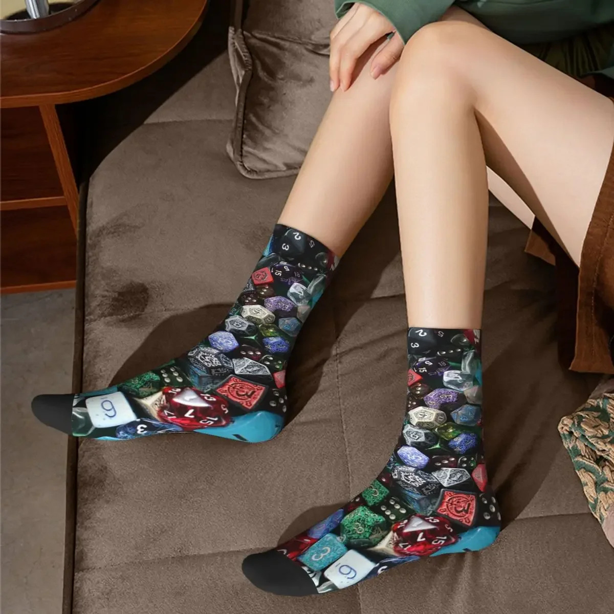 Calcetines largos con dados Harajuku para hombre y mujer, medias Súper suaves, accesorios para todas las estaciones, regalo de cumpleaños