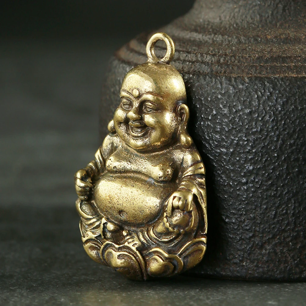 

3Pcs Brass Maitreya Buddha Pendants Vintage Keyring Hanging Decor DIY Jewelry Making Bag Car Keys Accessories Keyring Ornaments