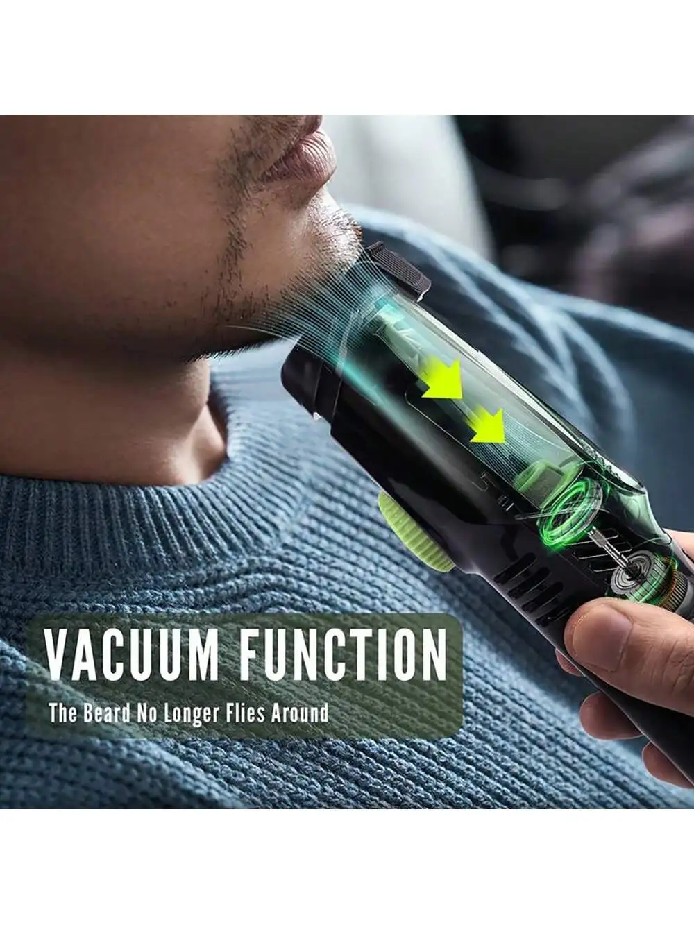 1pc 1400mah lavável corpo inteiro carga usb aparador de cabelo com display led, sucção automática do cabelo, profissional sem fio cli