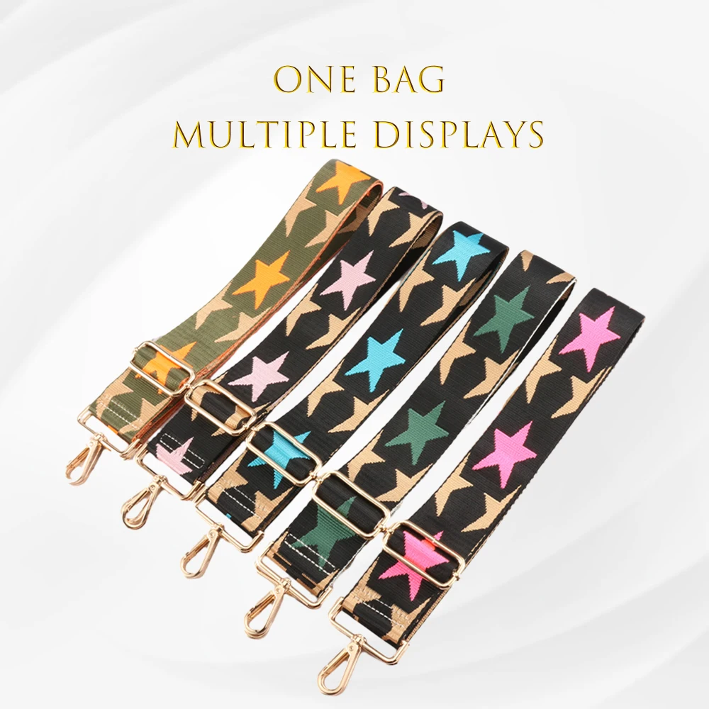 

Shoulder Strap 5CM Wide Colourful Star Jacquard Pattern Printing Fashionable Crossbody Handles For Handbag Replacement Bag Belt