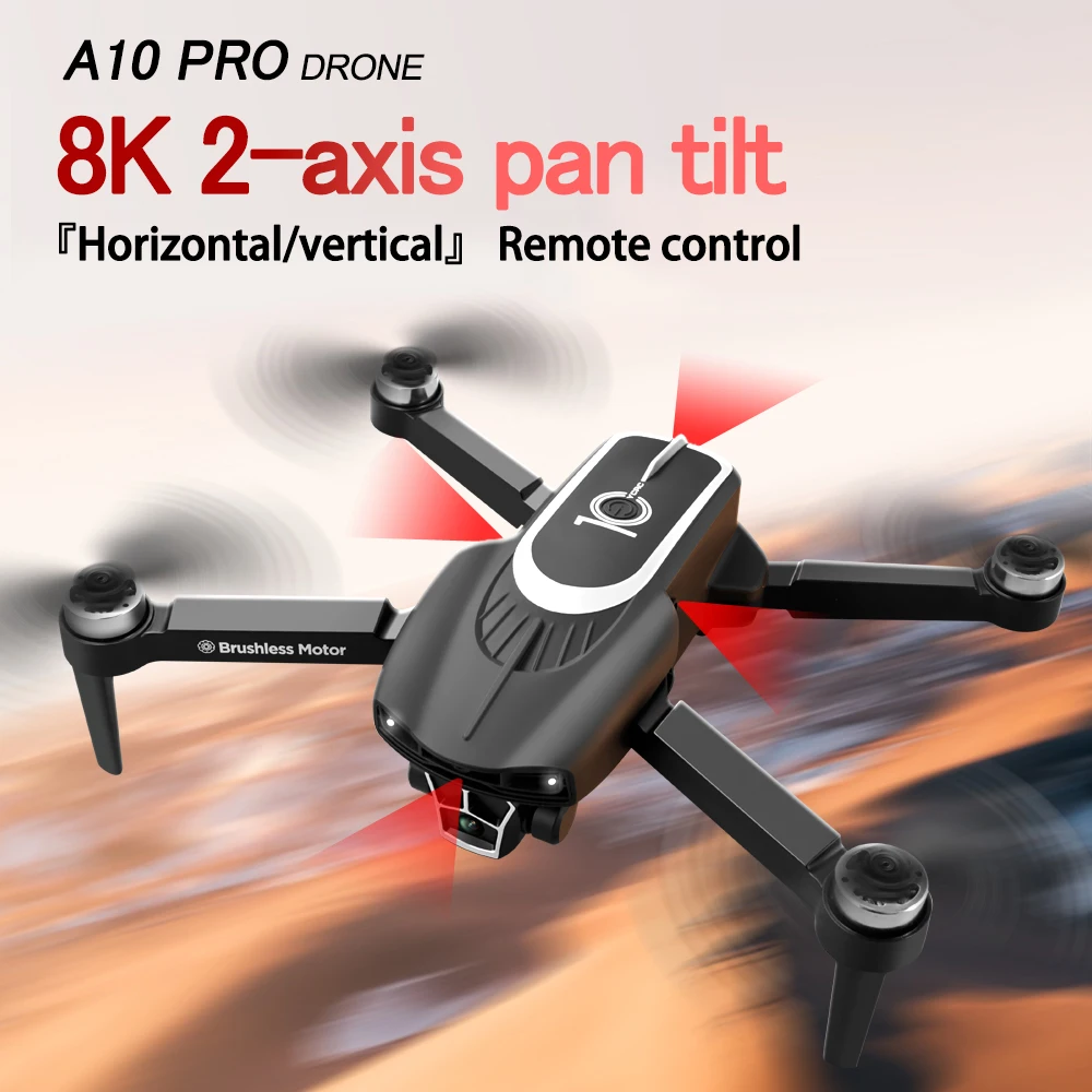 2024 New A10 PRO Drone Professional Obstacle Avoidance 8K Dual HD Camera 5G Brushless Motor Foldable Mini Quadcopter Gifts Toys