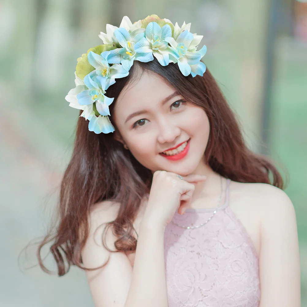 

2Pcs Artificial Flower Headbands Floral Headband Vintage Style Hair Accessories for Women Weddings Festivals Party