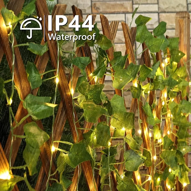 Lampu taman, lampu surya, dekorasi Natal, perlengkapan pesta pernikahan, lampu karangan bunga luar ruangan, tahan air, 10/5/2M, daun Maple peri