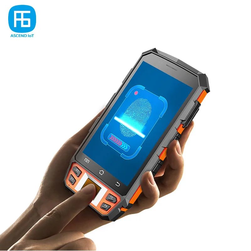 Lector RFID LF/HF/UHF inalámbrico móvil, lector/escritura de tarjetas NFC portátil Android con lector de huellas dactilares, Control de acceso, control de billetes