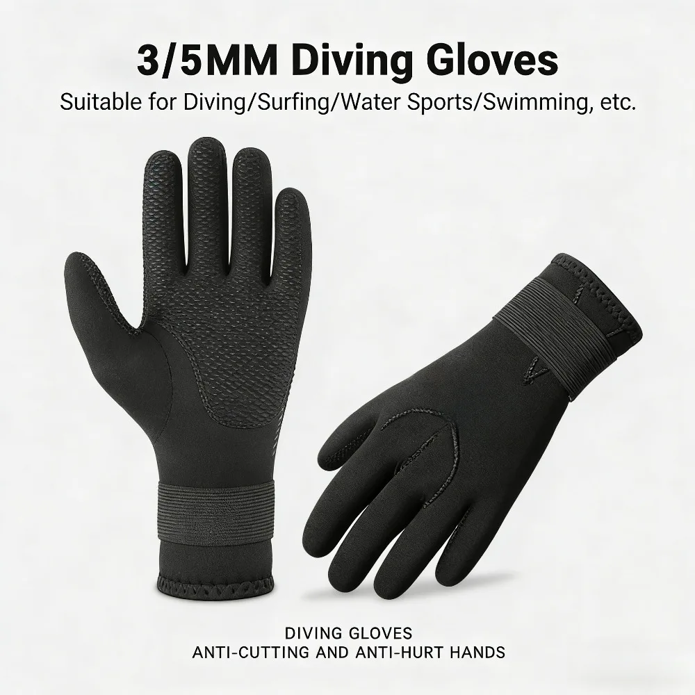 

Неопреновые перчатки для дайвинга 3/5 мм – теплые, защищающие от холода, для фридайвинга, снорклинга, серфинга, пляжного отдыха и рыбалки