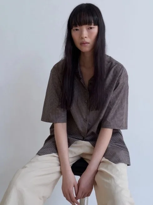 

Лето 2022, повседневный комплект спортивной одежды Dongda Gate Mo*oha Plaid irt/юбка/Brtte с отложным воротником для женщин