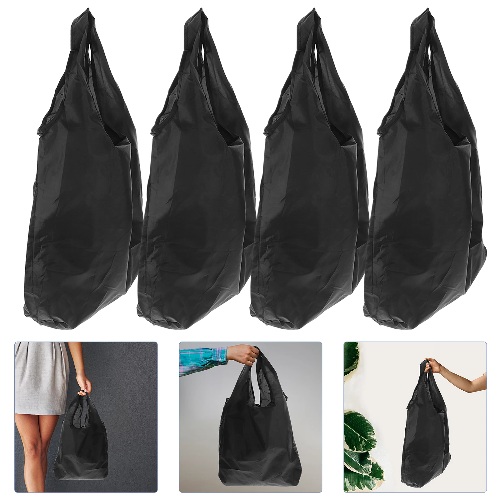

4pcs Reusable Grocery Bags Foldable Tote Shopping Bag Heavy Duty Polyester Washable Travel Camping Storage Bags For Men Women