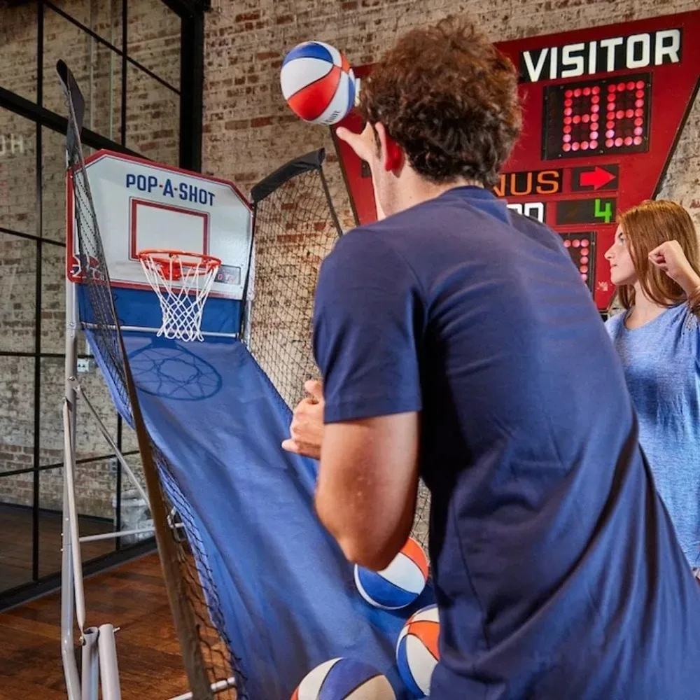 Inicio Tiro individual | Arcade Basketball Fun en casa Sensor infrarrojo puntuación 6 modos de juego 4 bolas Almacenamiento plegable