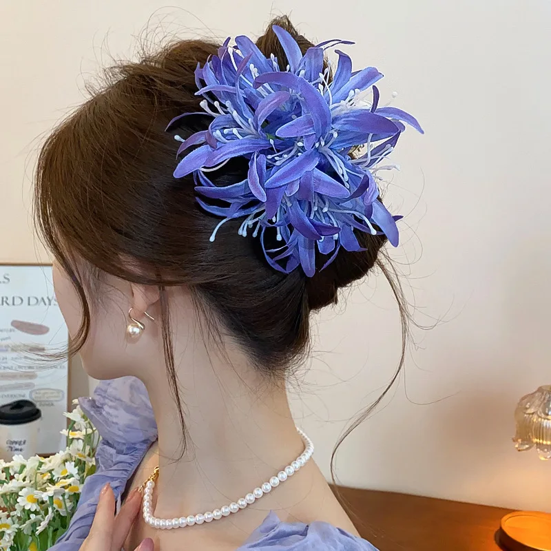 Spinnenlilien-Haarklammern für Frauen mit Langen Quasten, Kristall-Acryl-Haarspangen, Geburtstagsdekoration K