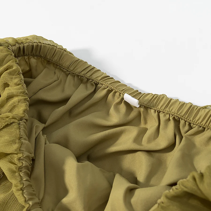 Jupe mi-longue taille haute avec volants, décorations superposées, taille élastique, en mousseline de soie, jupe trapèze décontractée pour femmes, printemps 2025