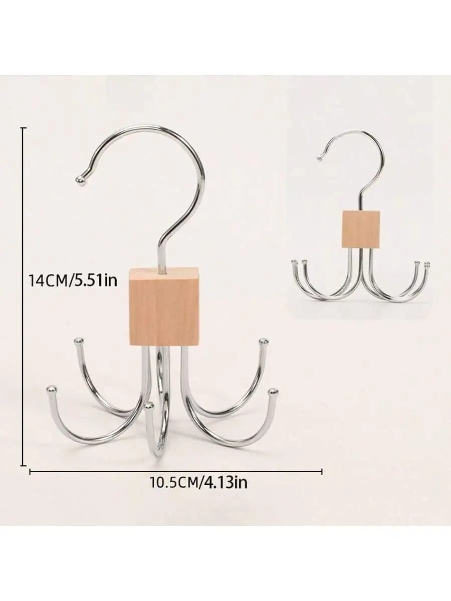 علاقة ملابس متعددة الأغراض، ملابس معدنية قابلة للدوران 360 درجة مع 6 خطافات مخالب، شماعات حزام، شماعات خزانة الملابس، رفوف الأوشحة،