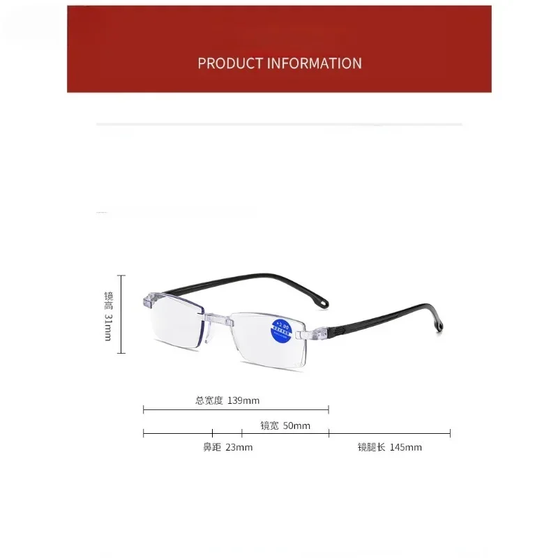 Anti Blue Ray Reading Glasses Men Women Rimless Cutting Presbyopia Eyewear for Ladies Blue Light Glasses Gafas De Lectura