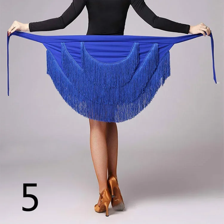 Women Ballroom Latin Salsa Tango Tassel Dance Skirt Skate Wrap Scarf Dancewear Sexy Multicolor Skirt