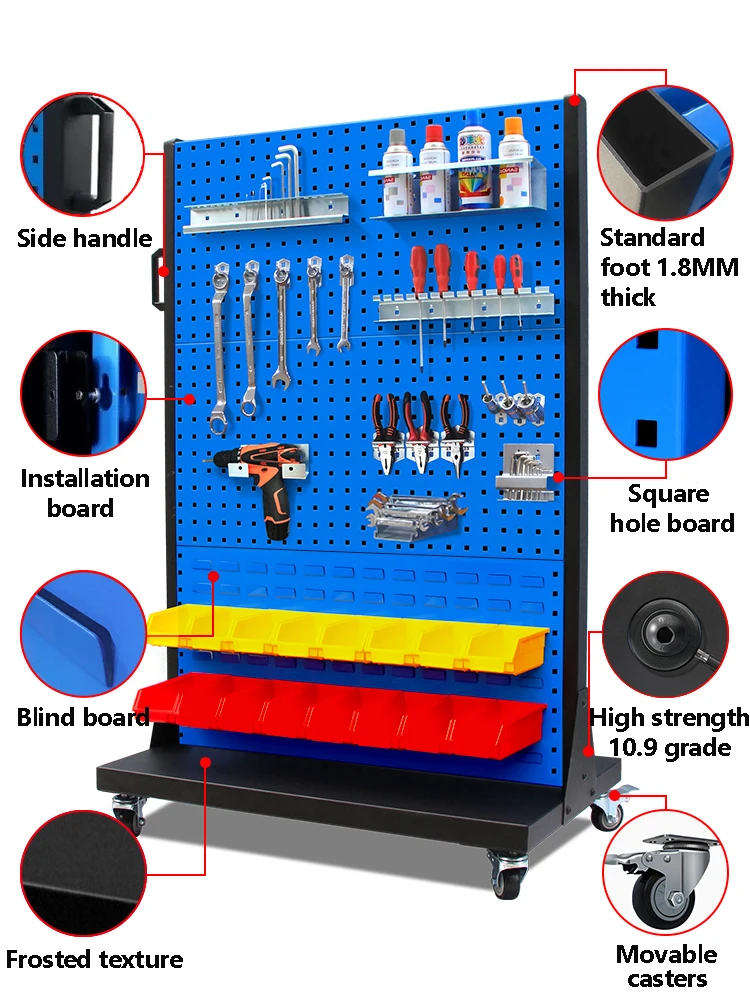 Hardware Tool Rack Floor Standing Storage Rack With Wheels Screw Wrench Hardware Accessories Tool Hanging Board