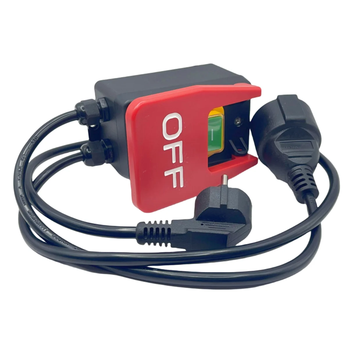 FLLF 220V Sakelar On/Off Fase Tunggal, Sakelar Pengaman, Sakelar Tegangan Nol dengan Soket, Sakelar Mati Darurat Steker UE