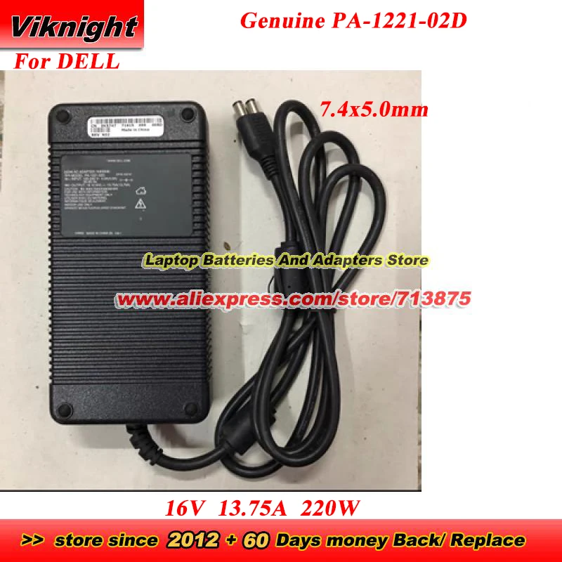 

Оригинальный адаптер переменного тока PA-1221-02D 16 В 13,75 А 220 Вт для DELL K5747 J5983 SADP-220BB 0K5747 Блок питания с 7,4x5,0 мм 2 наконечниками