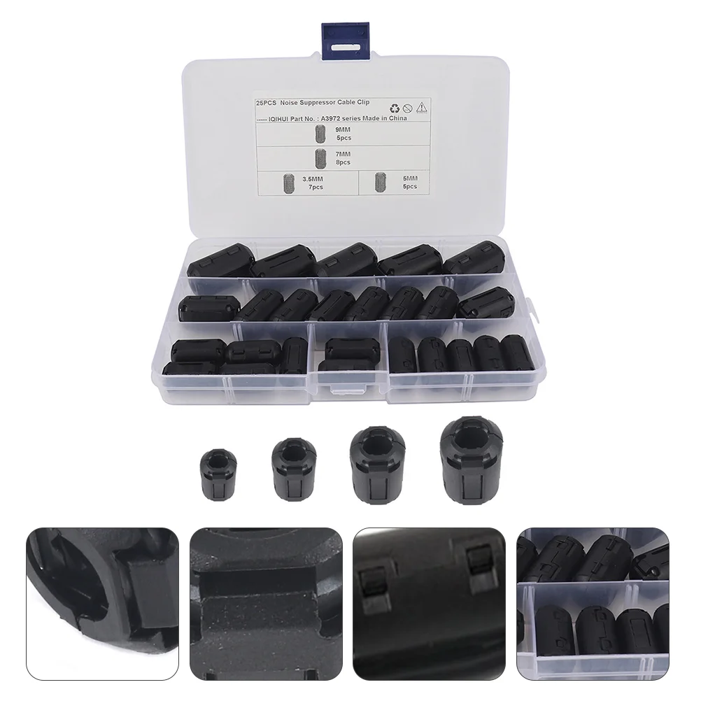 

25 Pcs Anti-interference Degaussing Ring Removable Ferrite Core Filters Parts Cord Noise Tweezers Zinc